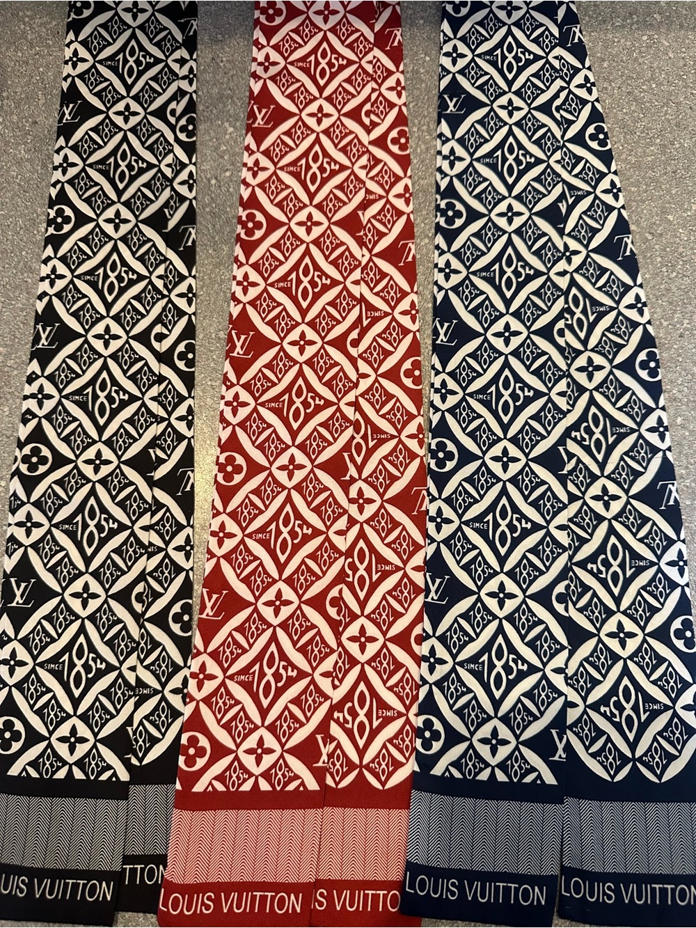 New Monogram twilly Trio in Black, Red, Navy